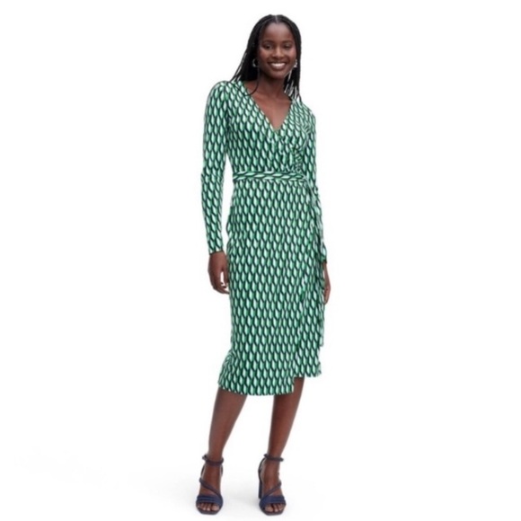 Diane Von Furstenberg x Target Wrap Dress Women’s XS Blue Green White Geometric - Picture 1 of 16